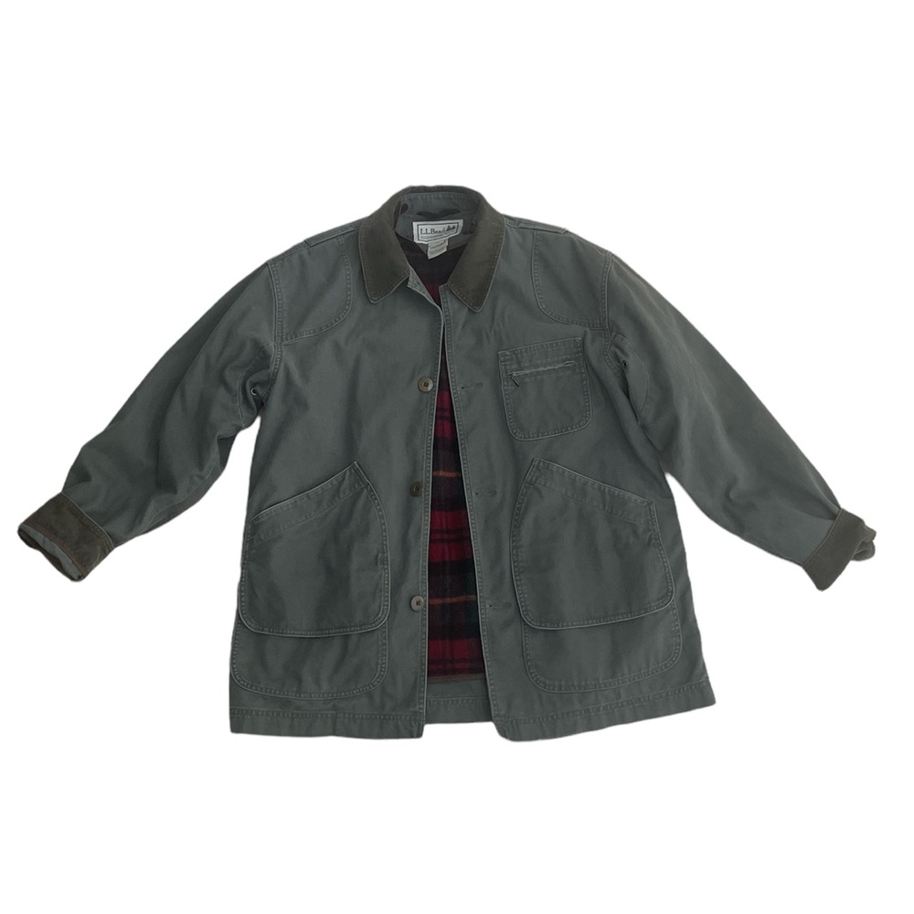 LL Bean Field Coat with wool plaid lining size M